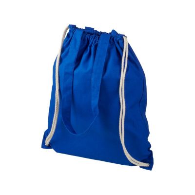 Рюкзак со шнурком Eliza из хлопчатобумажной ткани плотностью 240 г/м2, синий-3