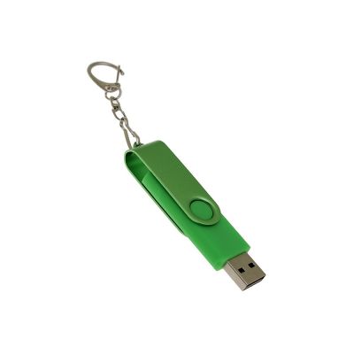 USB-флешка на 16 Гб 2 в 1 поворотный механизм, c дополнительным разъемом Type-C с одноцветным металлическим клипом, зеленый-2