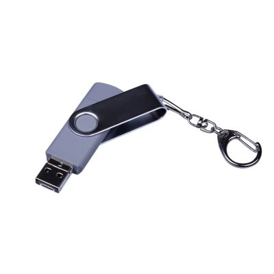 USB-флешка на 32 Гб поворотный механизм, c двумя дополнительными разъемами MicroUSB и TypeC, серебро-1