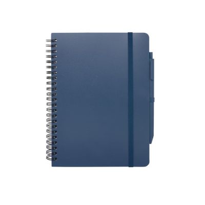Блокнот Thalaasa формата А5 в твердой обложке из океанического пластика с шариковой ручкой - Синий-1