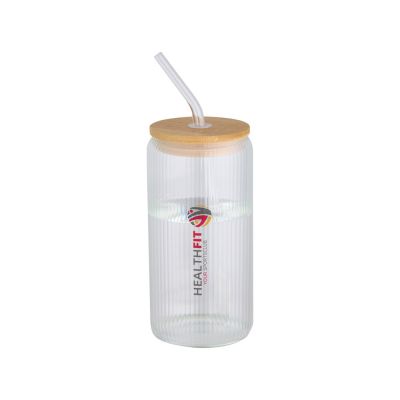 Ёмкость Mirage из боросиликатного стекла объемом 500 мл с одинарными стенками и крышкой из бамбука - Прозрачный-3