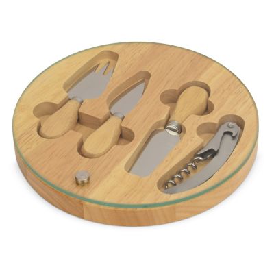 Набор для сыра Rendezvous круглый, со стеклянной крышкой-1