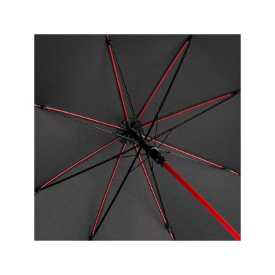 Зонт-трость 1084 Colorline с цветными спицами и куполом из переработанного пластика, черный/красный-5