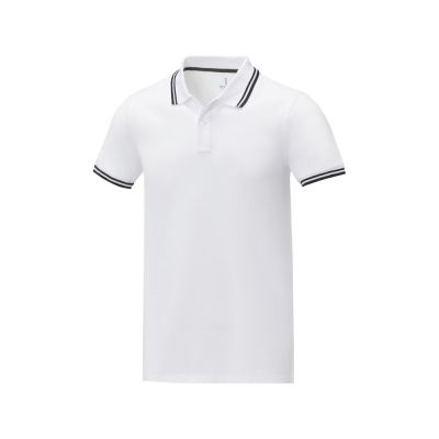 Amarago Мужское поло с коротким рукавом и контрастной отделкой, белый-0