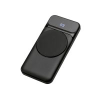 Магнитный беспроводной внешний аккумулятор со встроенными кабелями Мэни,быстаря зарядка, 10000 мАч, черный