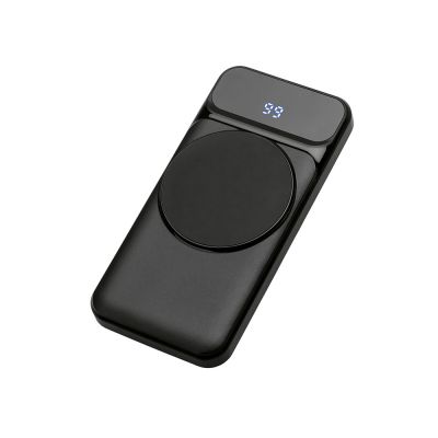 Магнитный беспроводной внешний аккумулятор со встроенными кабелями Мэни,быстаря зарядка, 10000 мАч, черный-0