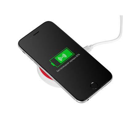 Беспроводное зарядное устройство Dot, 5 Вт, белый/красный-1