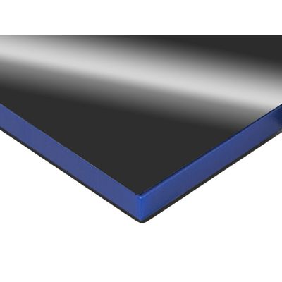 Металлический брелок с пластиковой цветной вставкой SteelPop House, серебристый с синим-2