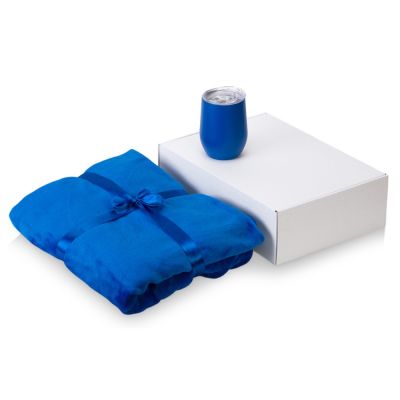 Подарочный набор Dreamy hygge 2.0 с пледом и термокружкой, синий-0