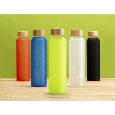 Стеклянная бутылка с бамбуковой крышкой Foggy, 600мл, синий-7