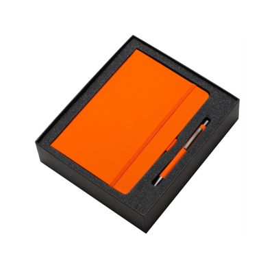 Подарочный набор Vision Pro soft-touch с ручкой и блокнотом А5, оранжевый-1
