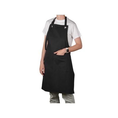 Хлопковый фартук Delight с карманом и регулируемыми завязками, черный-2