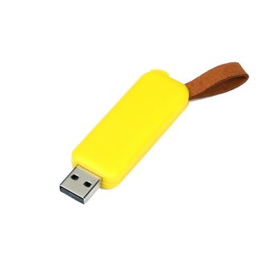 USB-флешка промо на 128 Гб прямоугольной формы, выдвижной механизм, желтый-0