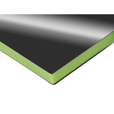 Металлический брелок с пластиковой цветной вставкой SteelPop House, серебристый с зеленым яблоком-2