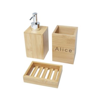 Набор из 3 аксессуаров из бамбука для ванной комнаты Hedon, natural-4