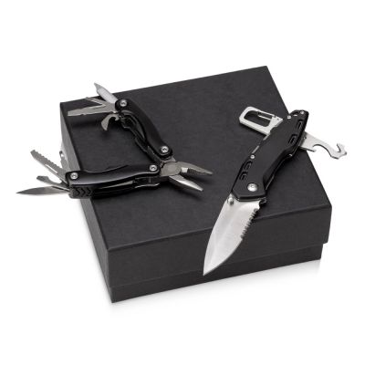 Подарочный набор с мультитулом и ножом Blacksmith, черный-0