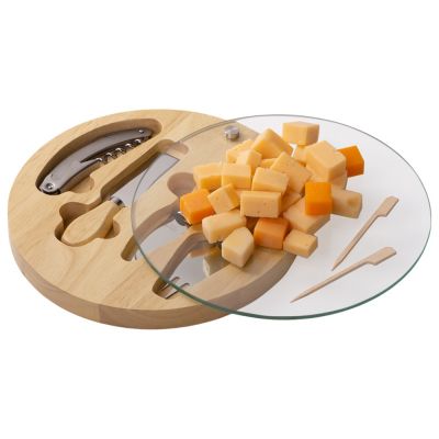 Набор для сыра Rendezvous круглый, со стеклянной крышкой-0