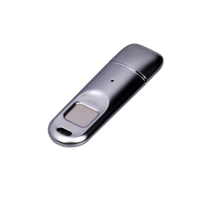 Металлическая флешка со сканером отпечатков пальцев в подарочной упаковке на 256 Гб, серебристый-3