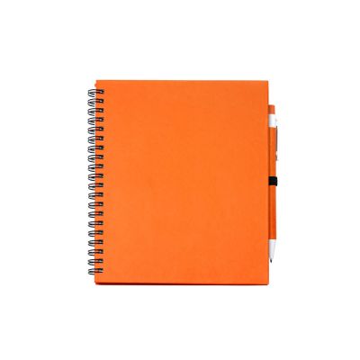 Блокнот LEYNAX с ручкой из переработанного картона, оранжевый-0