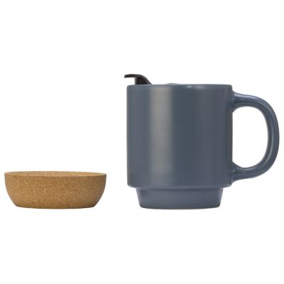 Кружка Denpasar с пробковым дном и крышкой, цветная с двух сторон, антрацит-5