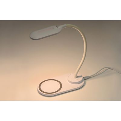 Настольный светильник с беспроводной зарядкой Flamp, белый-3