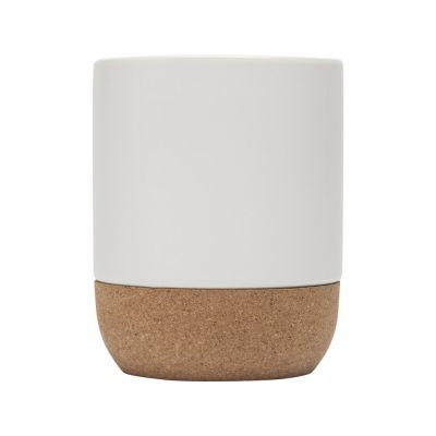 Billie керамическая кружка объемом 300 мл с пробковыми деталями и матовой отделкой, белый-1