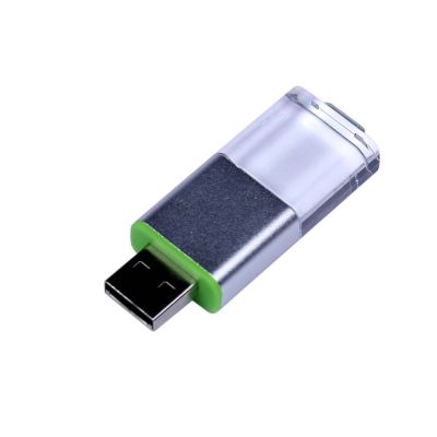 USB-флешка промо на 32 Гб прямоугольной формы, выдвижной механизм, зеленый-0