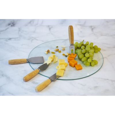 Набор для сыра с круглой стеклянной доской 5в1-10