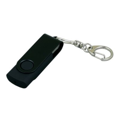 Флешка промо поворотный механизм, с однотонным металлическим клипом, 64 Гб, черный-0