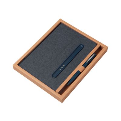 Набор блокнот А5 с магнитным держателем для ручки и подставкой для телефона и металлической шариковой ручкой NotaBene, темно-синий-10