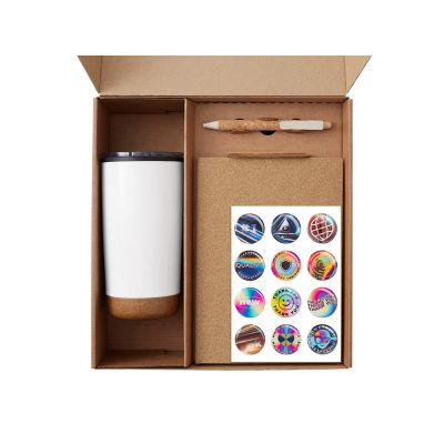 Подарочный набор из пробки с блокнотом, ручкой и термокружкой-1