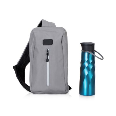 Подарочный набор с бутылкой для воды в сумке - слинге 
Athletic nomad, синий-0