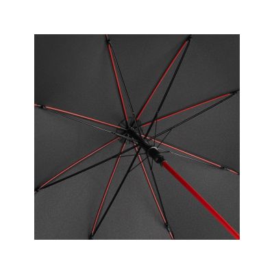 Зонт-трость 1084 Colorline с цветными спицами и куполом из переработанного пластика, черный/красный-2