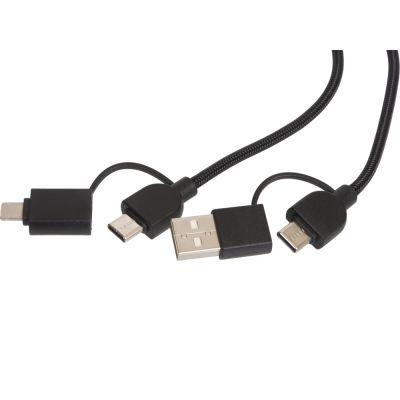 Универсальный зарядный кабель из переработанных ПЭТ и ТПЕ Acalypha, быстрая зарядка 25 Вт, черный-1