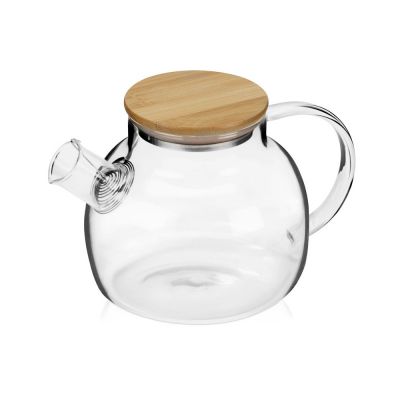 Стеклянный заварочный чайник Sencha с бамбуковой крышкой-0