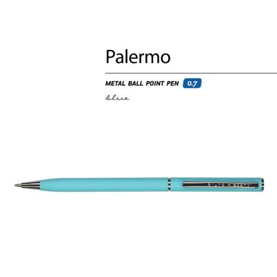 Ручка шариковая автоматическая BrunoVisconti® PALERMO цвет корпуса бирюзовый, soft-touch, 0.7 мм-1