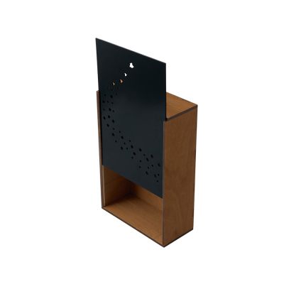 Подарочная коробка из фанеры Constellation 330х220х100 мм, фанера 6 мм, крышка на выдвижных пазах черная ЛХДФ 3 мм, бечевка-2