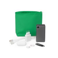 Органайзер для электроники и проводов Amalia из полиэстера 300D с подкладкой, зеленый