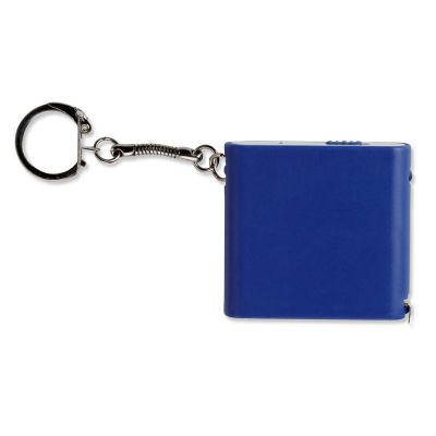 Брелок-рулетка с фонариком. 1 м., синий/белый-4