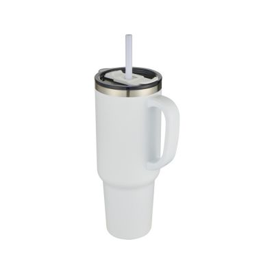 Sydney медная кружка с двойными стенками, сертифицированная согласно RCS, с вакуумной изоляцией и соломинкой, 1200 мл - Белый-0