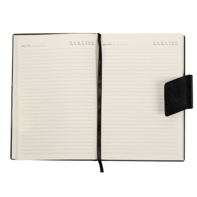 Бизнес блокнот А5 Monoi с клапаном, твердая обложка, 128 листов, черный-4