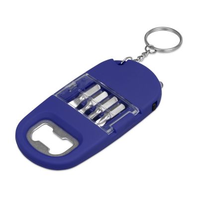 Брелок-открывалка с отвертками и фонариком Uni, софт-тач, синий-0
