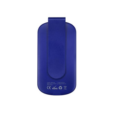 Портативное зарядное устройство Pin на 4000 mAh с большой площадью нанесения и клипом для крепления к одежде или сумке, синий-3