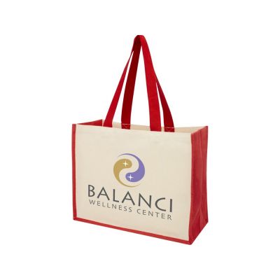 Сумка-тоут Varai для покупок из холщового хлопка и джута (плотность 320 г/м2), красный-4