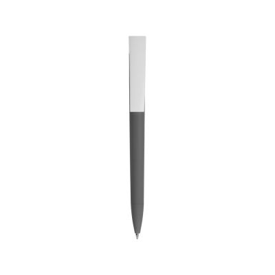 Ручка пластиковая soft-touch шариковая Zorro, серый/белый-1