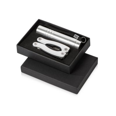 Подарочный набор Scout с многофункциональным ножом и фонариком, серебристый-0