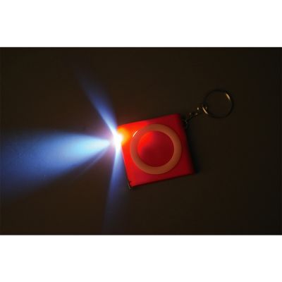 Брелок-рулетка с фонариком, 1 м., красный/белый-1