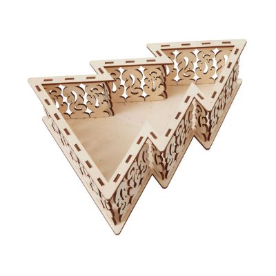 Шкатулка из фанеры в виде елки Firytale , серебристая-2