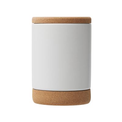 Кружка 450 мл с пробковым дном с крышкой Корк & Бон, белый-3