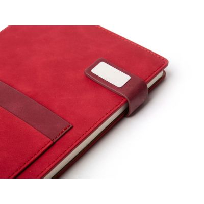 Бизнес блокнот А5 Freya с клапаном и карманом для визиток, твердая обложка, 128 листов, красный и бор-6